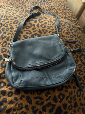 Antik Kraft Black Leather Crossbody Saddle Bag